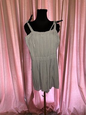 Hollister Striped Sleeveless Romper with Pockets, Medium